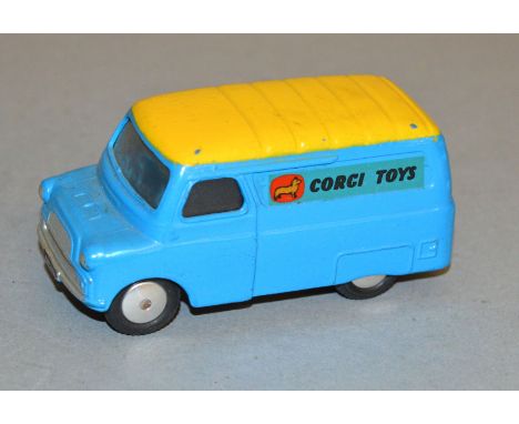 An unboxed Corgi Toys 422 Bedford 12cwt Van 'Corgi Toys', blue body with yellow roof and flat hubs, overall  G. A scarce vari