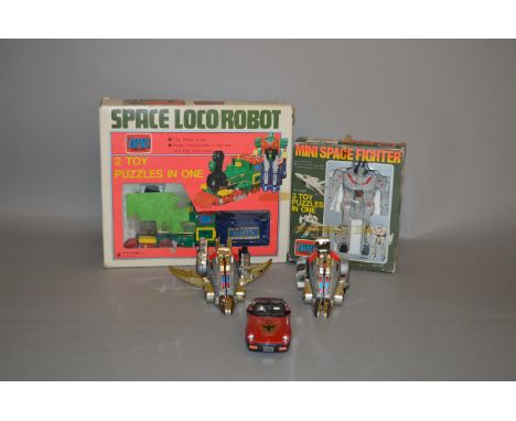 Quantity of transforming toys: Matsushiro Starforce Space Loco/Robot in box; Matsushiro Starforce Mini Space Fighter in box; 