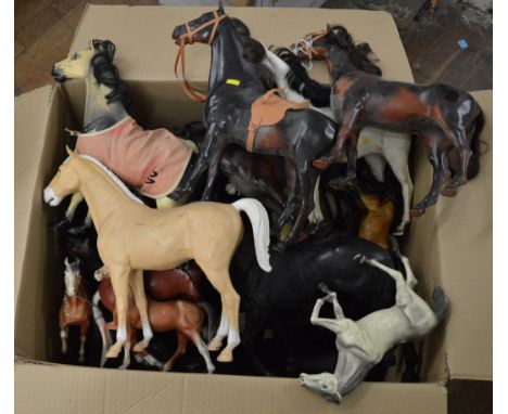 Very good quantity of plastic horses for dolls and action figures, including Sindy, Action Man and similar.