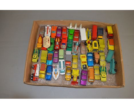 A tray containing unboxed playworn diecast models, mostly from the Matchbox 1-75 series, including both Regular and Superfast