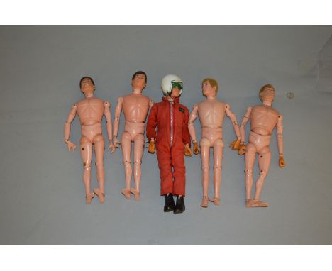 Four Palitoy Action Man figures, together with a large quantity of clothing and accessories.