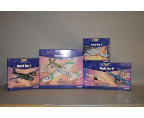 Four Corgi Aviation Archive World War II War In The Pacific diecast model aircraft: AA99120; AA34401; AA31703; AA32806. All b