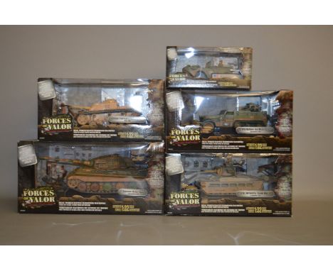 Five Forces of Valor 1:32 scale tanks and military vehicles. Boxed, appear VG. (5)