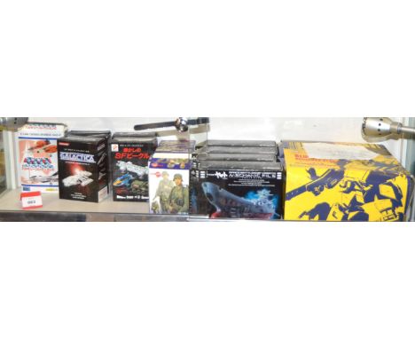Quantity of sci-fi related blind boxes by Kotobukiya and Bandai, including Battlestar Galactica, Space Battleship Yamamoto, C