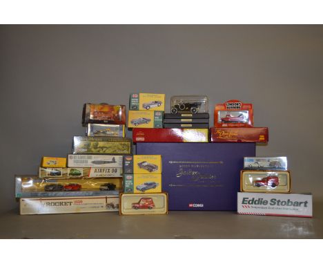 18 x assorted diecast models by Corgi, Atlas Editions, Lledo and similar. Includes Atlas Editions Dinky 197 and Corgi Queen E