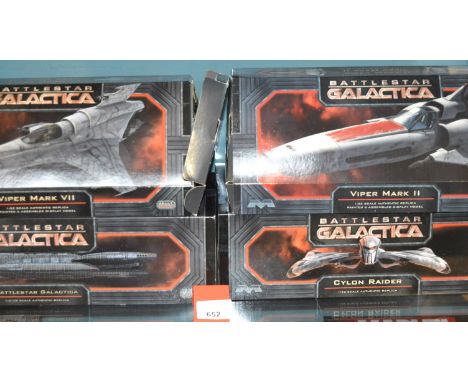 Four Moebius Models Battlestar Galactica 1:32 Scale Adult Collectibles: Battlestar Galactica; Cylon Raider; Viper Mark II; Vi