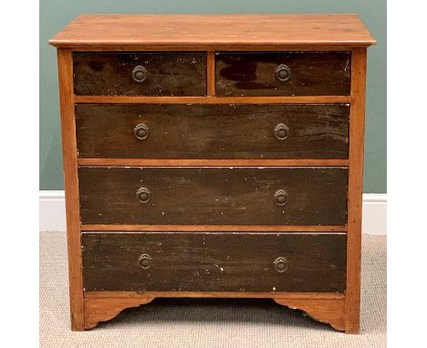 VINTAGE PINE CHEST OF TWO SHORT OVER THREE LONG DRAWERS - 95cms H, 96cms W, 49cms D