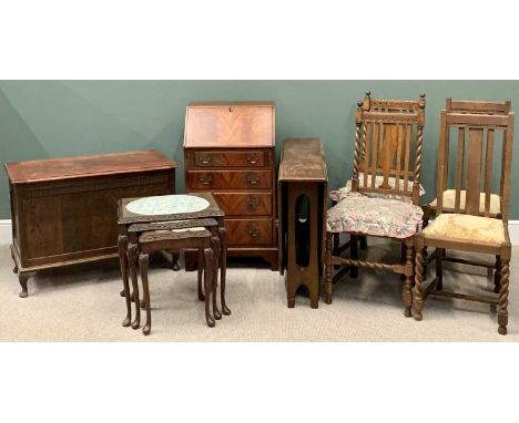 FURNITURE ASSORTMENT - to include reproduction lady's bureau, 98cms H, 54cms W, 51cms D, polished blanket box, 67cms H, 94cms