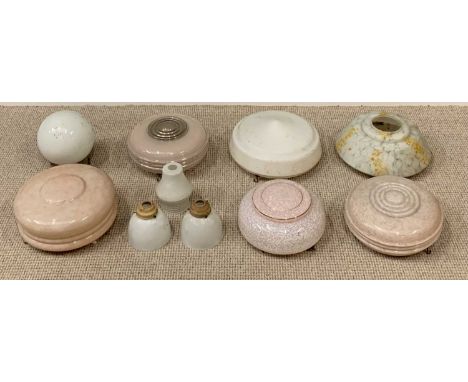 VINTAGE MOTTLED GLASS PENDANT and other lampshades (10)
