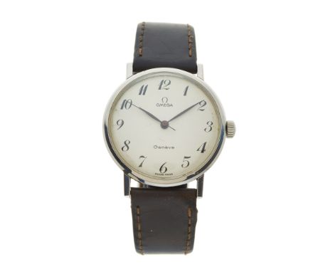 Omega, a stainless steel Geneve wrist watch, reference 131.019, signed manual wind movement calibre 601, serial 26688257, 34m