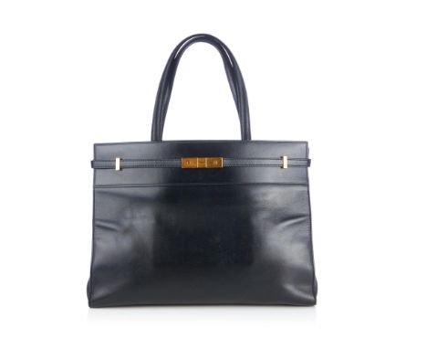 Saint Laurent, a large Manhattan handbag, crafted from black leather, featuring brushed gold-tone hardware, to include maker'