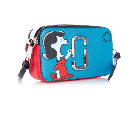 Marc Jacobs, a Peanuts Snapshot camera handbag, from The Marc Jacobs x Peanuts collaboration, designed with a blue, white and