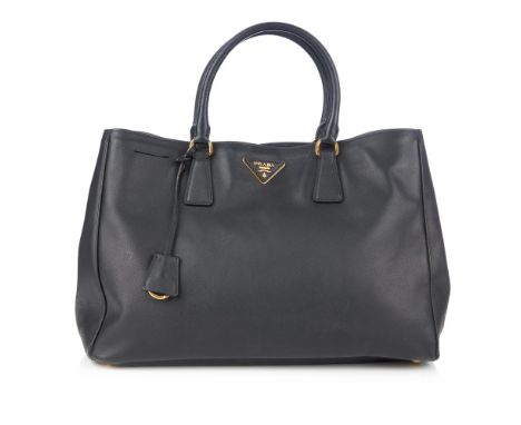 Prada, a Saffiano leather handbag, crafted from black textured Saffiano leather, with gold-tone hardware accents, maker's fro