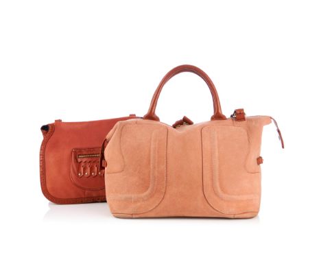 See by Chloe, two handbags, to include a pink leather Kay handbag with brown leather trim, a two-way top zip fastening, a det