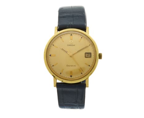Omega, a gold plated and stainless steel Geneve wrist watch, circa 1969, reference 132.019SP, signed manual wind movement cal