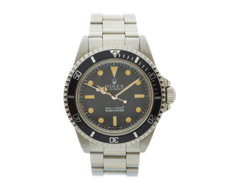 Rolex, a vintage stainless steel Submariner bracelet watch, circa 1967, reference 5513, signed automatic movement calibre 153