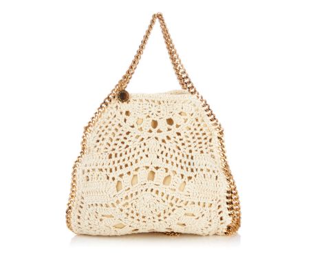 Stella McCartney, a Falabella crochet handbag, designed with a cream crochet knitted cotton exterior, gold-tone hardware, mak