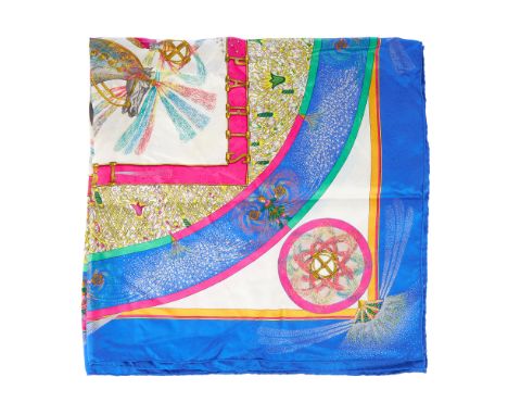 Hermes, a Feux d'Artifice jacquard silk scarf, designed by Michel Duchene to commemorate 150 years of Hermès, featuring an el