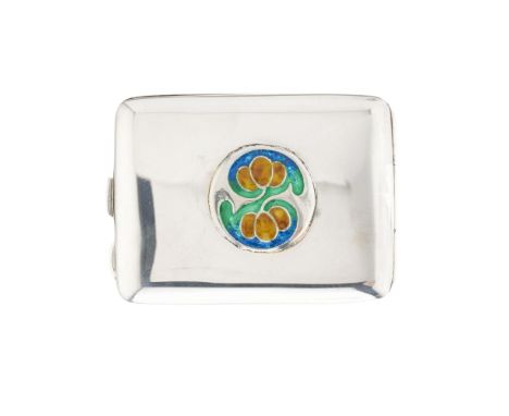 William Hair Haseler for Liberty & Co., an Art Nouveau silver and polychrome enamel foliate card case, design attributed to A