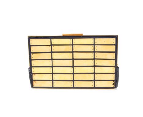 Jimmy Choo, a gold-tone clutch, designed with gold-tone metal panels throughout, with a hinged frame and top latch fastening 