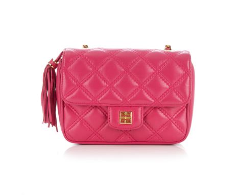 Givenchy, a vintage tassel handbag, designed with a diamond quilted, fuchsia pink leather exterior, with gold-tone hardware, 