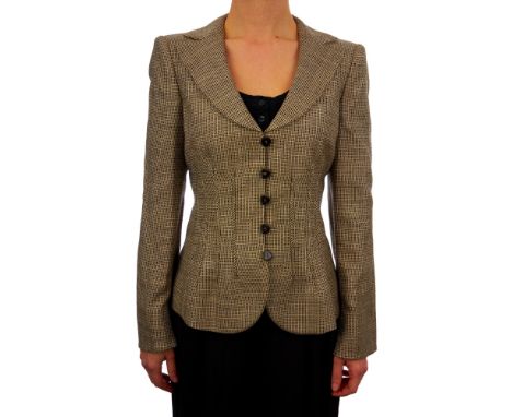Armani Collezioni, a fitted silk jacket, featuring a plunged notched lapel collar and front button fastenings, labelled Arman