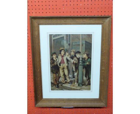 Coloured etching, Boys Smoking