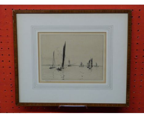 William Lionel Wyllie, etching, "A light air from the South East", 11cm x 42cm
