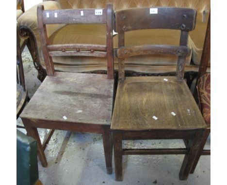 19th Century stained bobbin back farmhouse kitchen chair together with another bar back chair. (2)