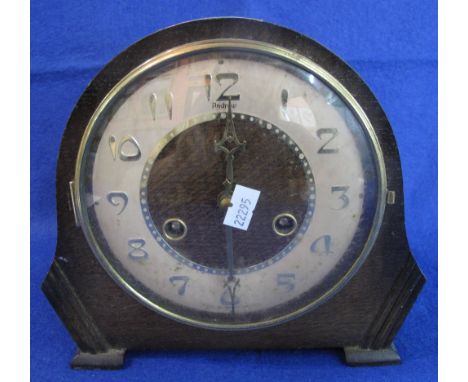 Mid Century oak two train domed mantel clock.