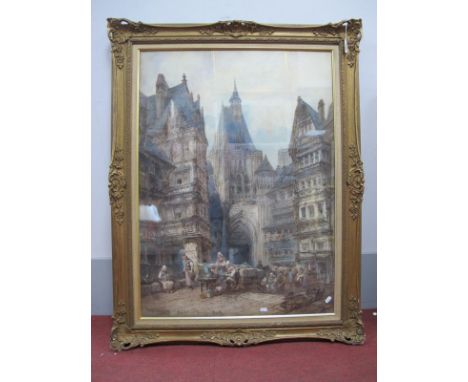 PAUL MARNY (1829-1914) Old Gate at Domfront, Normandy, watercolour, signed lower left, 92 x 68cm.