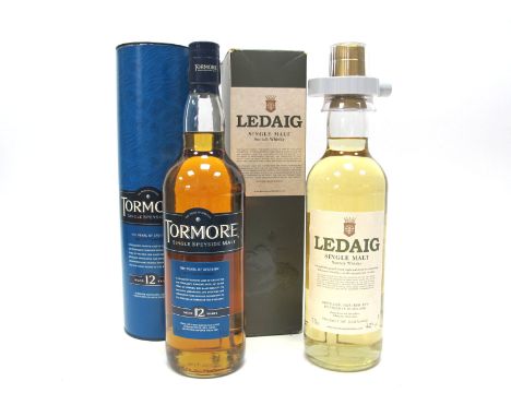 Whisky - Tormore Single Speyside Malt Aged 12 Years, 70cl., 40% Vol., boxed; Ledaig Single Malt Scotch Whisky, 70cl., 42% Vol