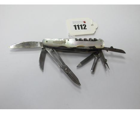 S. Stock &amp; Sons of Sheffield; A Multi-Blade Pocket Knife, with three blades plus one silver, scissors, nail file, cork sc