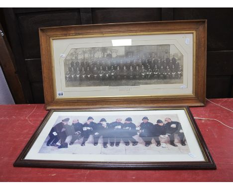 A Photograph of Sheffield City Police, Brightside Division, October 1927, 19 x 57cm, framed; A Print, 'Nine Pints of the Law'