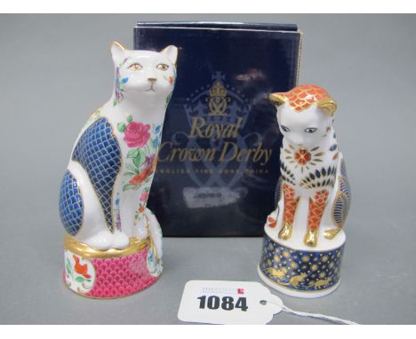 Two Royal Worcester Candle Snuffer Cats, 'Giles Cat' and 'Nelson Cat', 10-11.5cm high, one boxed. (2)