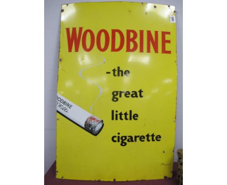 A Vintage Enamel Sign 'Woodbine The Great Little Cigarette', against a yellow ground, 91 x 61cm.