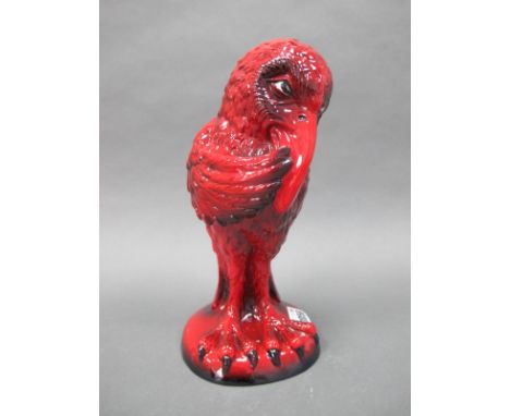 A Peggy Davies Ruby Fusion Comic Grotesque Pottery Bird 'The Whisperer', from the Phoenix series, number 63 of a limited edit