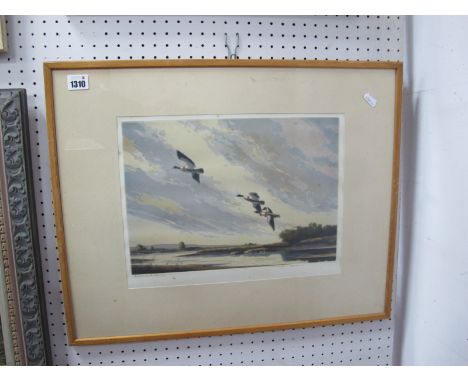 AFTER WINSTON MEGORAN (1913-1971) *ARR Shelducks in the Evening, print, signed in the margin by the artist, 27 x 37cm.