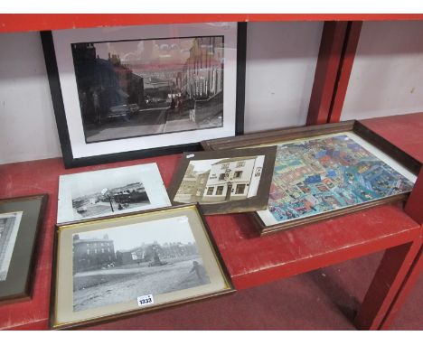 A Mick Jones (Sheffield Photographer) Reproduction Photograph, possibly of a street in Heeley, 30 x 45cm, framed, a photo of 