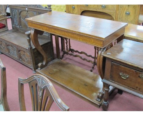 A XIX Century Console Table, with a rectangular base, 'S' shaped supports, on a plinth base, 122cm wide.