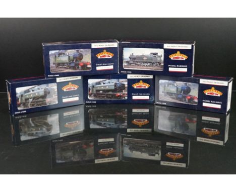 Five boxed Bachmann OO gauge locomotives with Lenz Gold Mini, Lenz Gols Std or Maccoder DCC professionally fitted by vendor, 