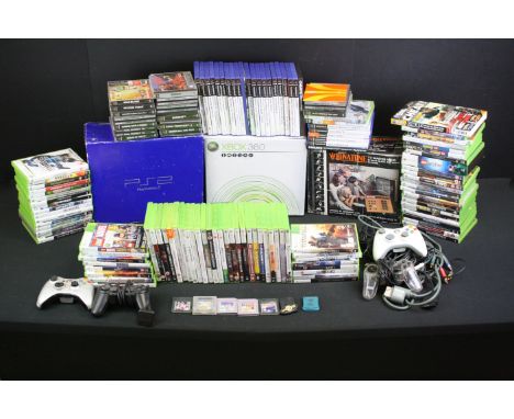 Retro Gaming - 2 x games consoles to include boxed Xbox 360 console with 60GB HDD, 3 x official controller, 1 x official Halo