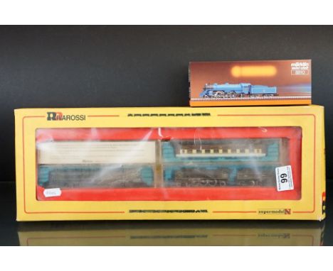 Cased Rivarossi Supermodello N gauge 9181 Lococmotive A Vapeur 3.1173 Nord French Steam Loco, 3 x cased items of rolling stoc