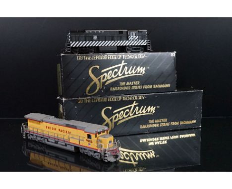Two boxed Bachmann Spectrum HO gauge locomotives to include 85002 Dash 8 40C Union Pacific #9183 and 81203 Fairbanks Morse H1