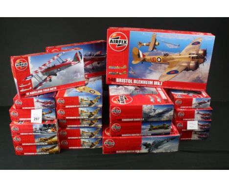 20 Boxed &amp; unbuilt Airfix 1:48 plastic model plane kits to include A12007 Gloster Javelin, A09189 Hawker Hunter, A08109 C