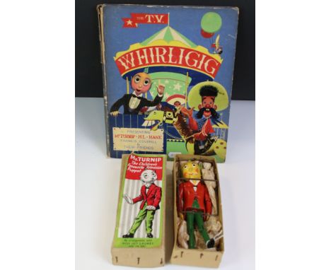 Boxed Luntoy Mr Turnip ' The Children's Favourite Television Puppet ' articulated puppet with wire controller, lacking string