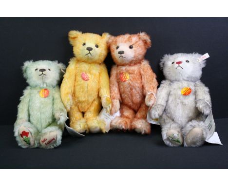 Four Steiff 'Original' mohair teddy bears all with certificate tags to include Hallo Herbst, Hallo Sommer, Hallo Winter and H