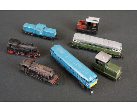 Seven N gauge locomotives to include Lima D5518, Lima BR D8915, Esser Bahn 0-40 1, Trix D5379, Arnold 0-6-0 DB etc 