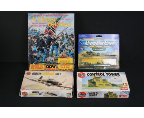 Boxed GDW Games A House Divided strategy gaming set, 2 x unbuilt boxed Airfix plastic model kits (Airfield Control Tower &amp