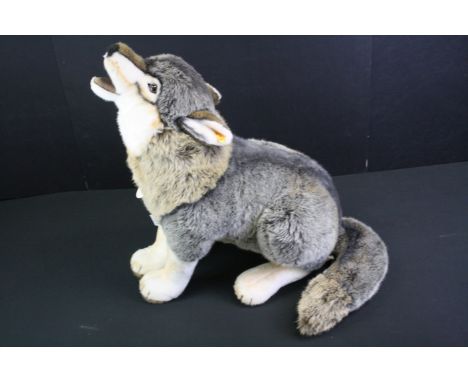 Original Steiff Snorry Husky dog soft toy with tag to neck, around 60cm in height 